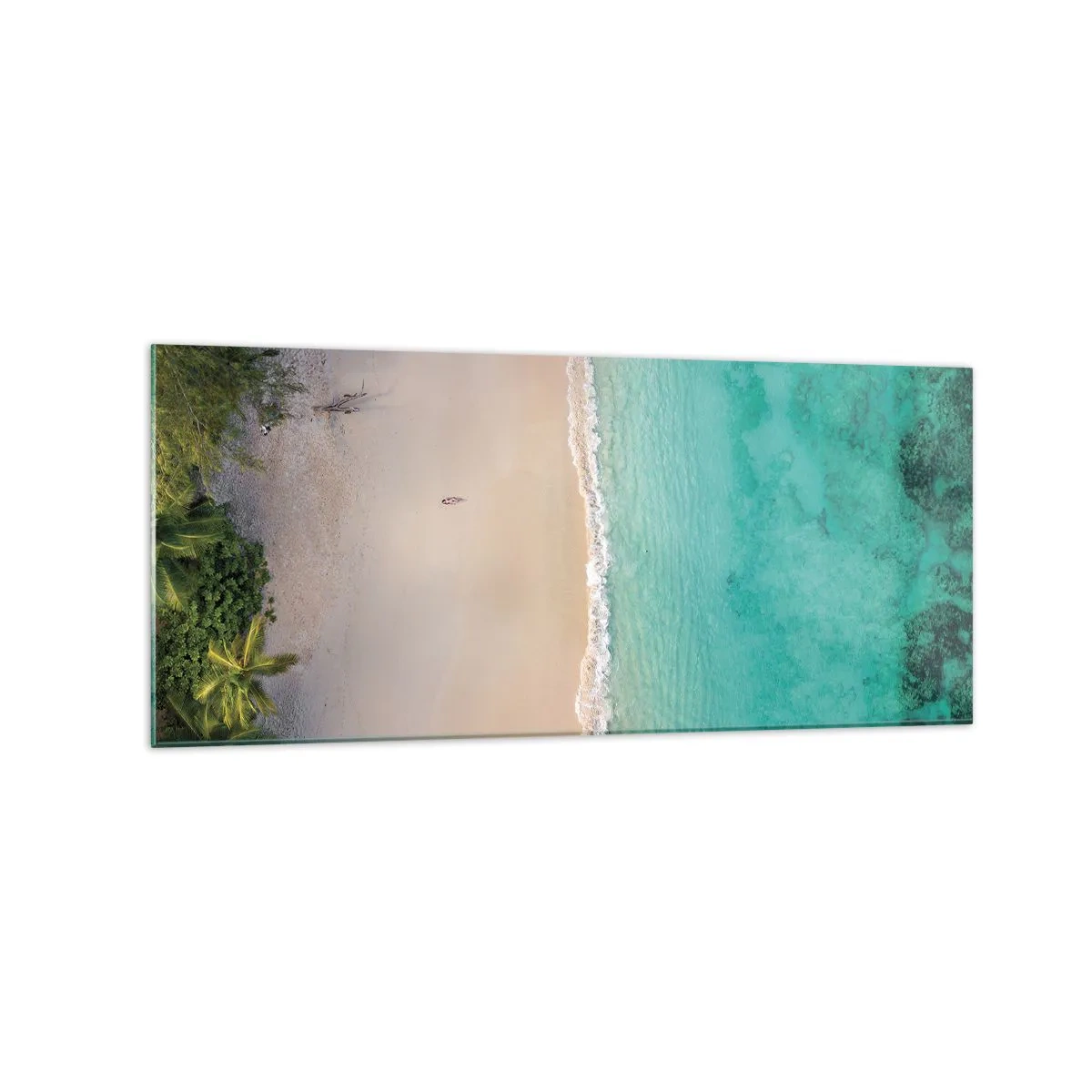 Glastavla - Bild på glas - En strand i paradiset - 120x50 cm