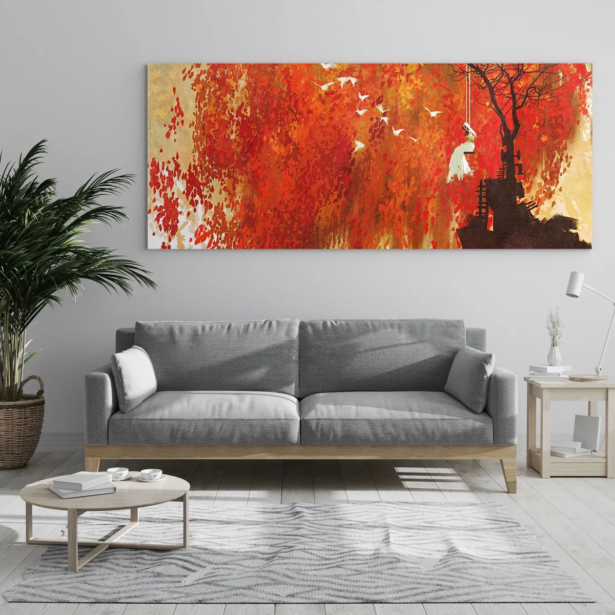 Glastavla - Bild på glas - Flyger hon med oss? - 100x40 cm