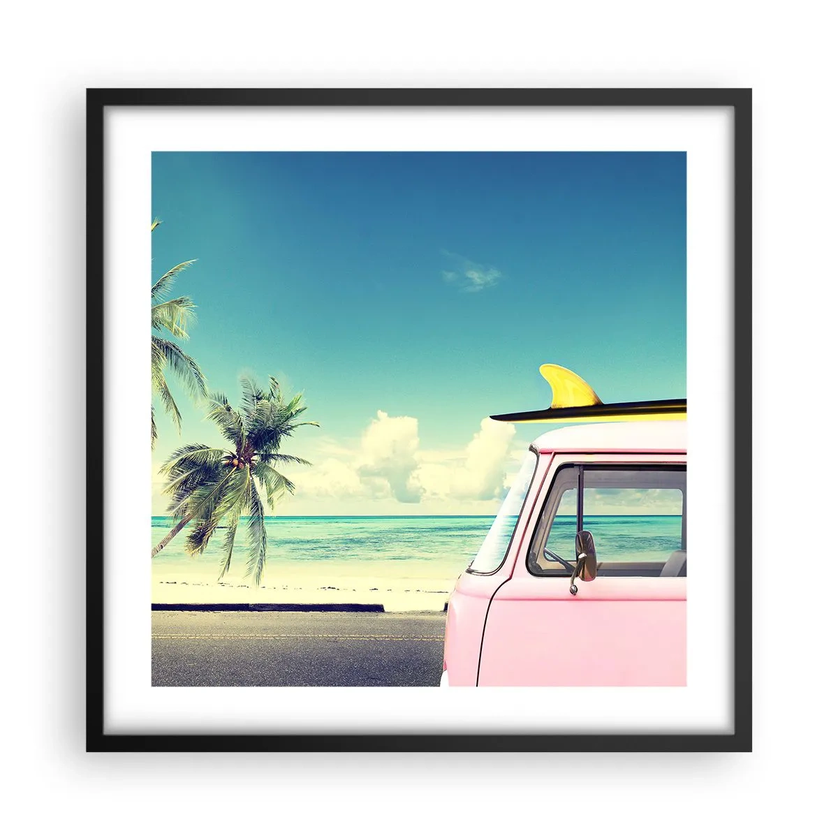 Affisch i svart ram - Dags att börja semester - 50x50 cm