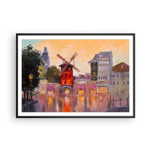 Affisch i svart ram - Ikoner av Paris – Moulin Rouge - 100x70 cm