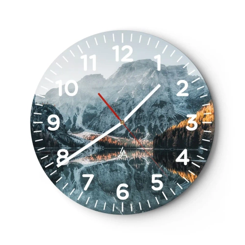 Väggklocka - Klocka på glas - Spegellandskap - 40x40 cm