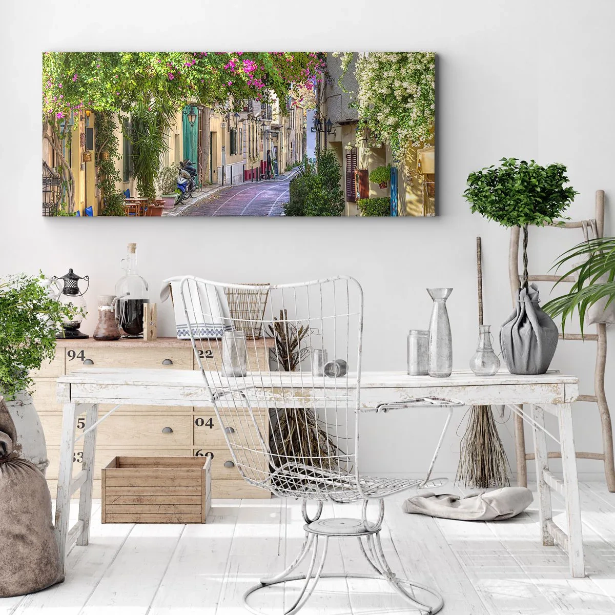 Canvastavla - Bild på duk - Blommande gata - 100x40 cm