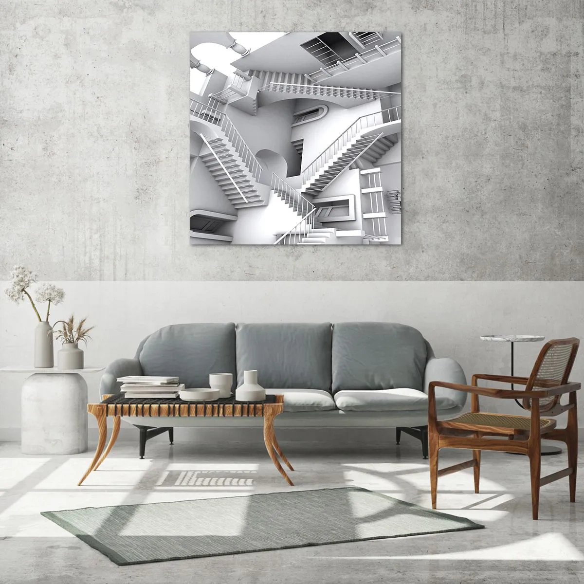 Glastavla - Bild på glas - Rummets paradoxer - 70x70 cm