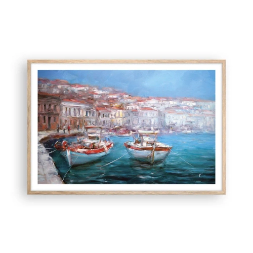 Affisch i ram av ljusek - Italiensk vik - 91x61 cm