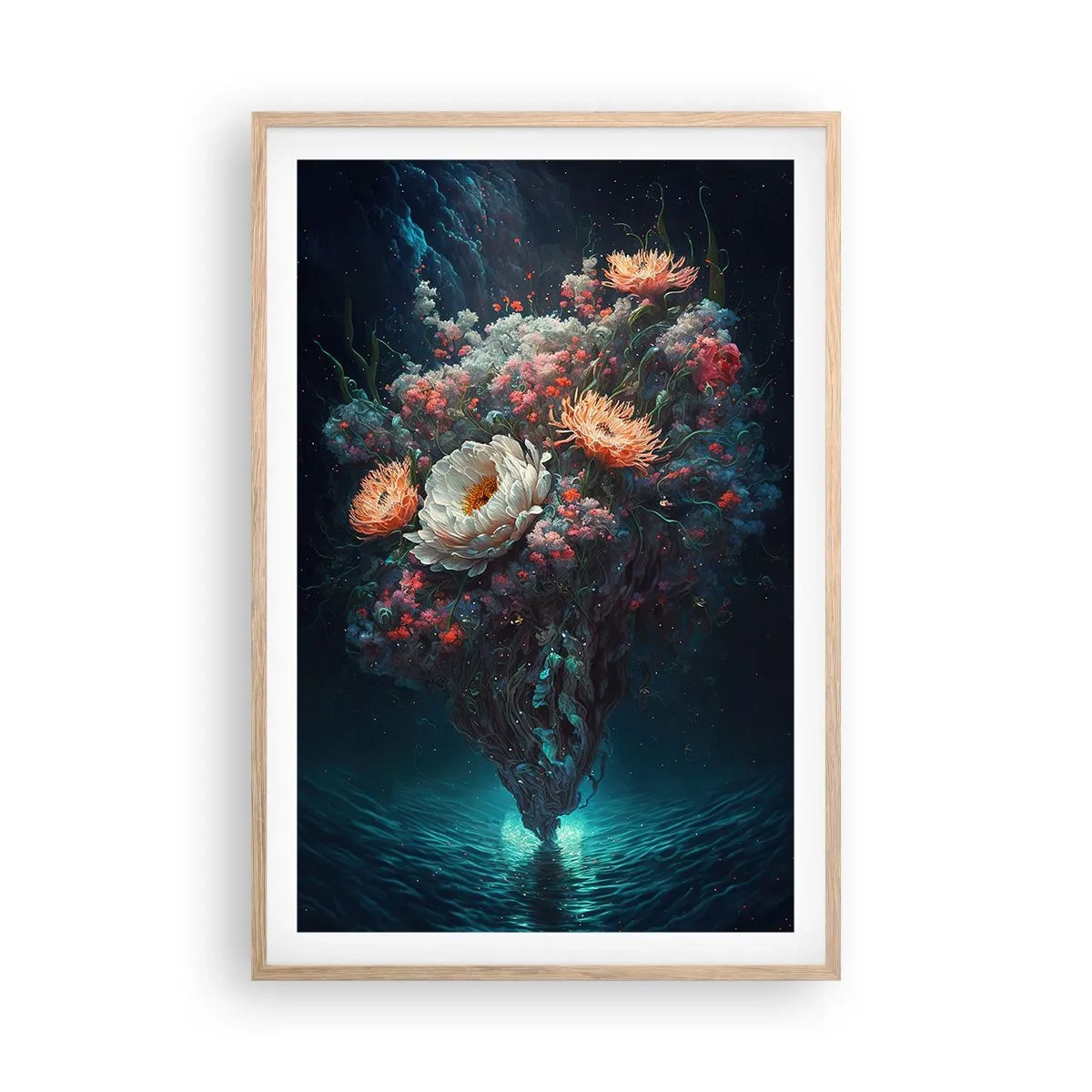 Affisch i ram av ljusek - Märklig trädgård - 61x91 cm