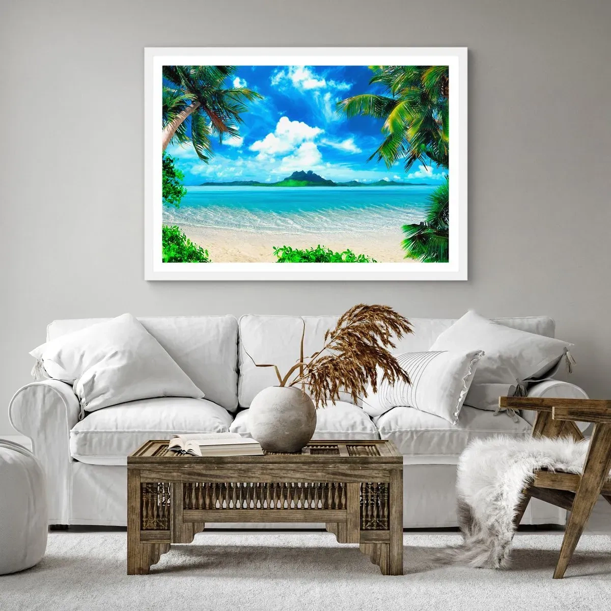 Affisch i vit ram - Tropikens azur - 50x40 cm