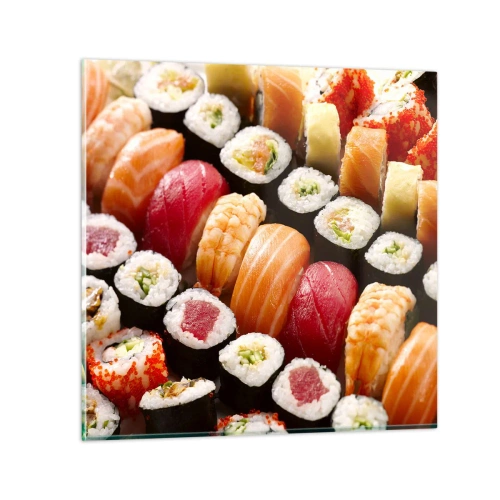 Glastavla - Bild på glas - Asiens färger och smaker - 70x70 cm