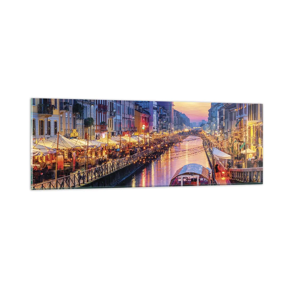 Glastavla - Bild på glas - Ljusets och nöjets kväll - 90x30 cm