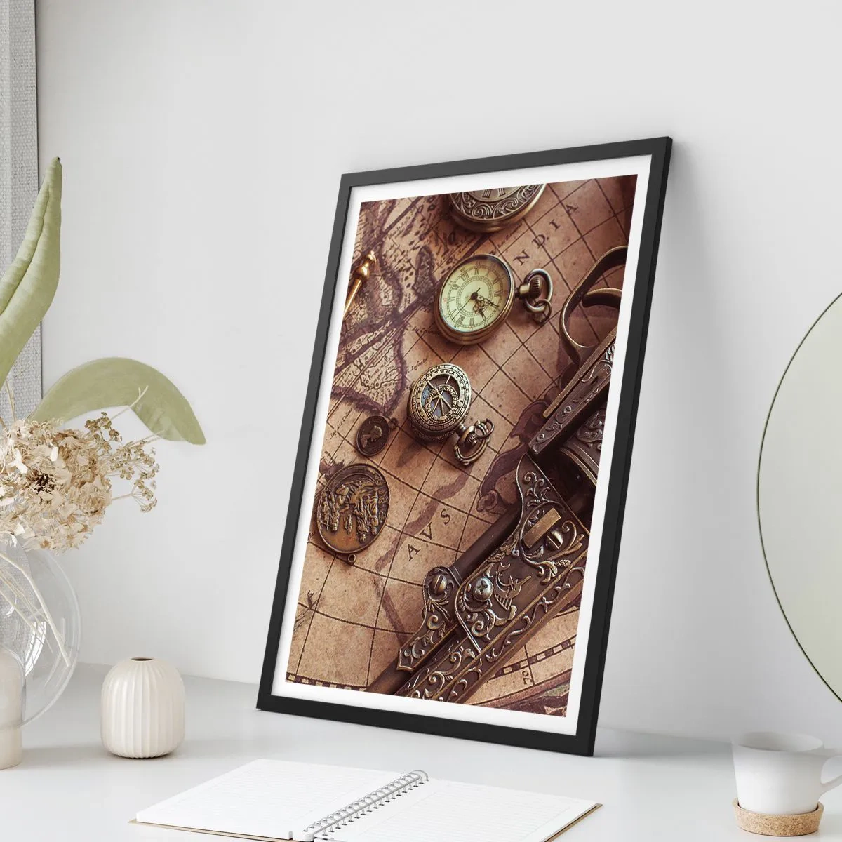 Affisch i svart ram - Äventyret kallar - 70x100 cm