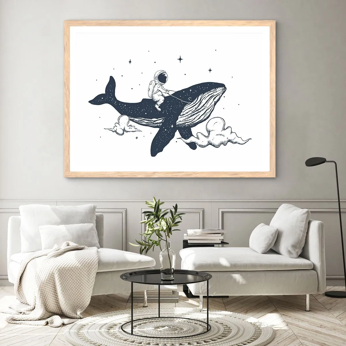 Affisch i ram av ljusek - Rymdäventyr - 70x50 cm