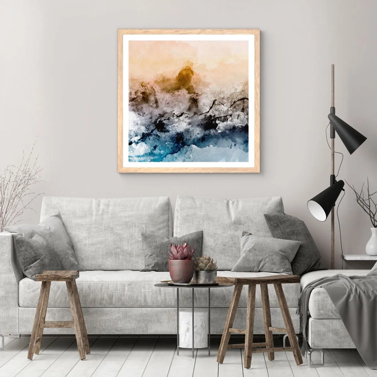 Affisch i ram av ljusek - Dränkta i dimman - 40x40 cm