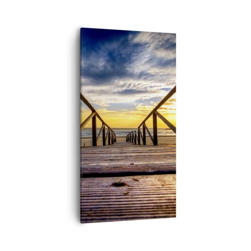 Canvastavla - Bild på duk - Till vilda stranden i skymningen - 55x100 cm