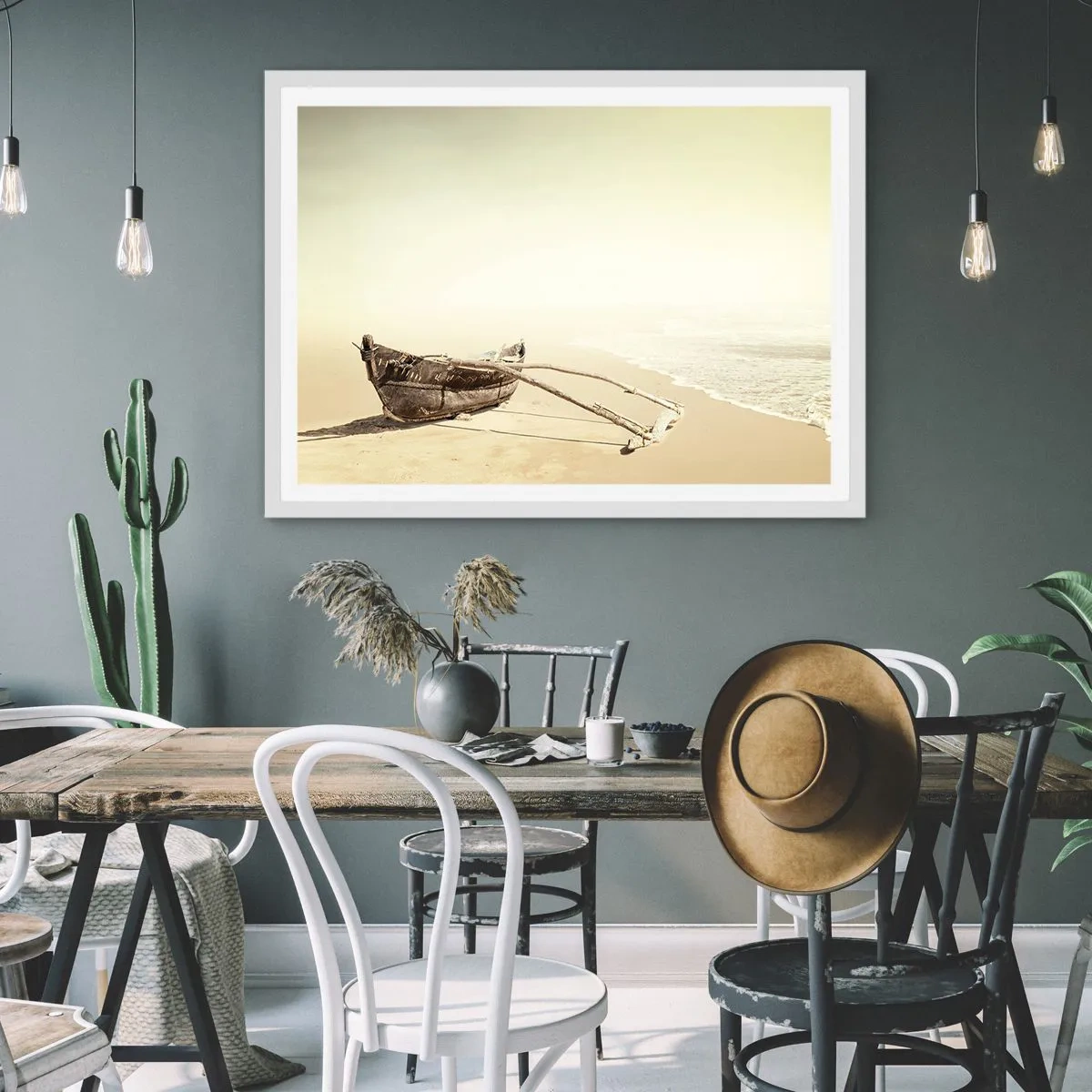 Affisch i vit ram - Minne från sydliga hav - 100x70 cm