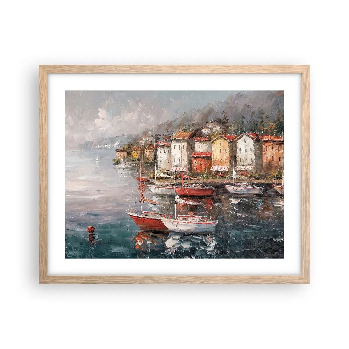 Affisch i ram av ljusek - Romantisk hamn - 50x40 cm