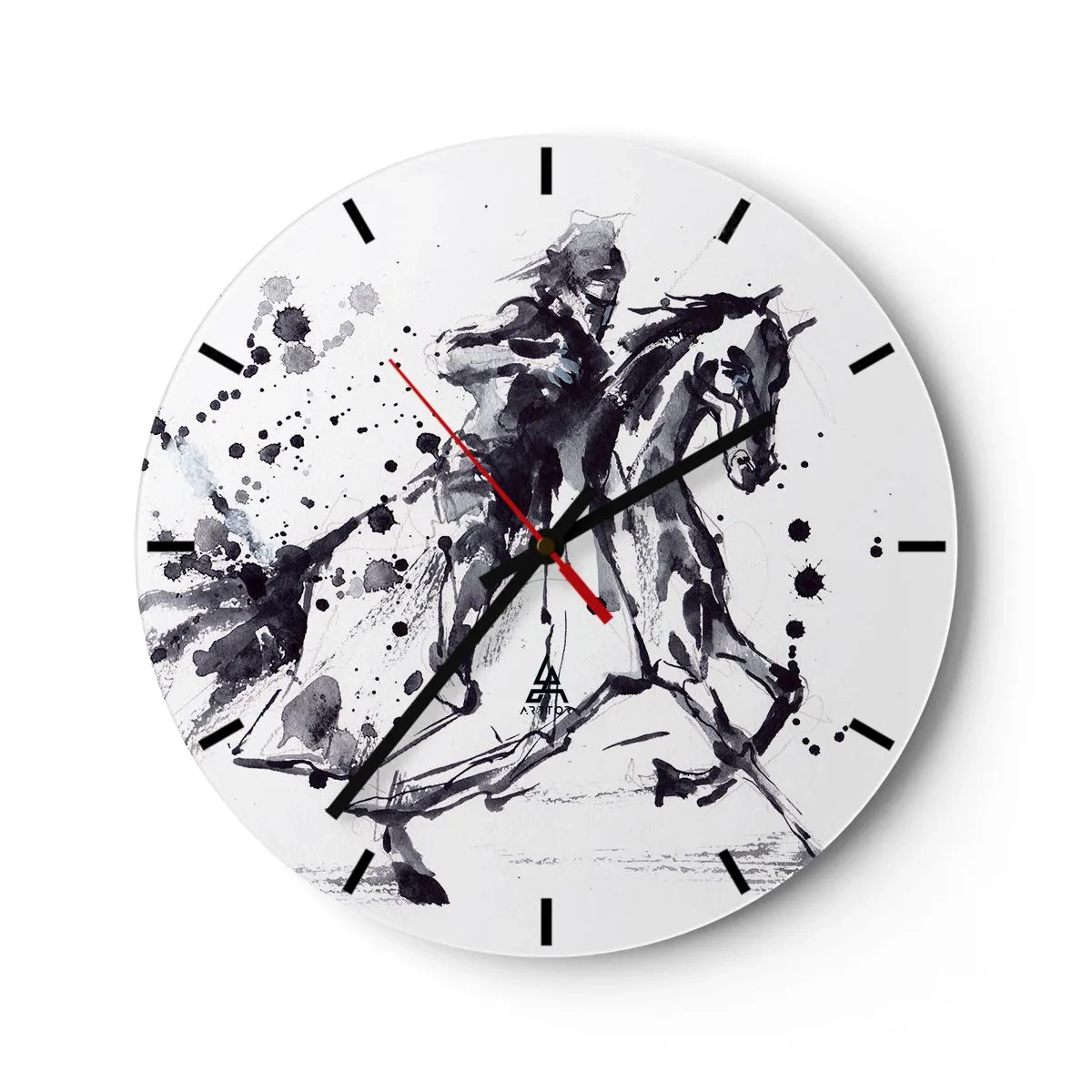 Väggklocka - Klocka på glas - Svart riddare - 40x40 cm