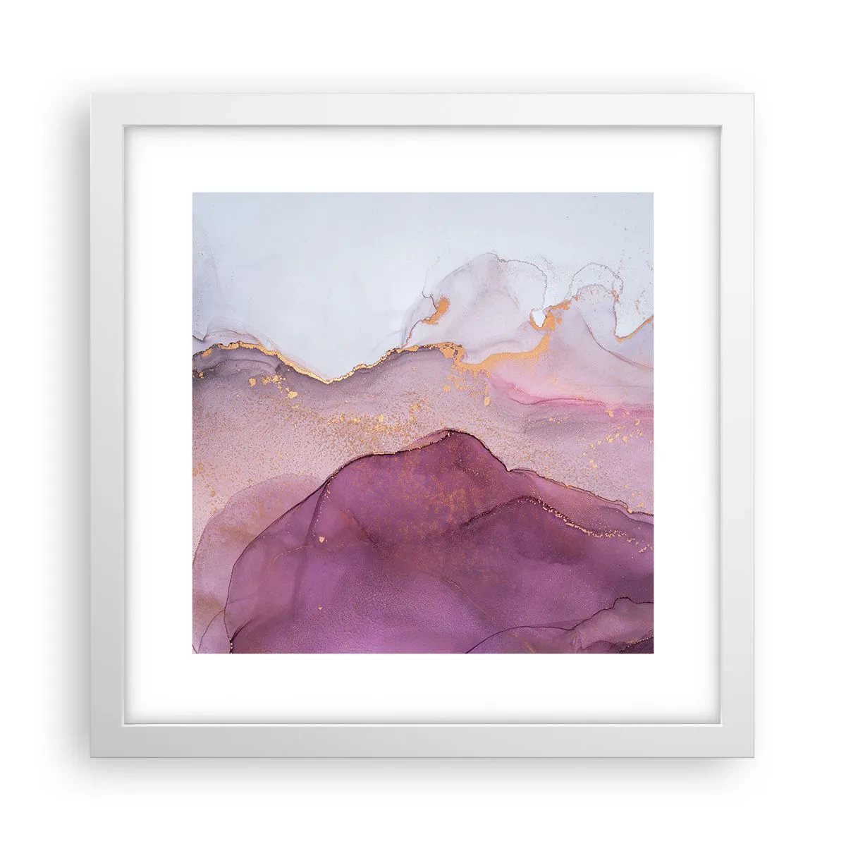 Affisch i vit ram - Lila och violett vågor - 30x30 cm