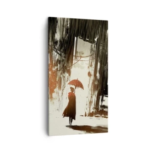 Canvastavla - Bild på duk - Röda paraplyets poesi - 45x80 cm