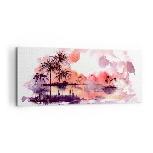 Canvastavla - Bild på duk - Tropikens ro i rött - 100x40 cm