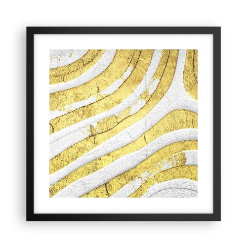 Affisch i svart ram - Komposition i vitt och guld - 40x40 cm