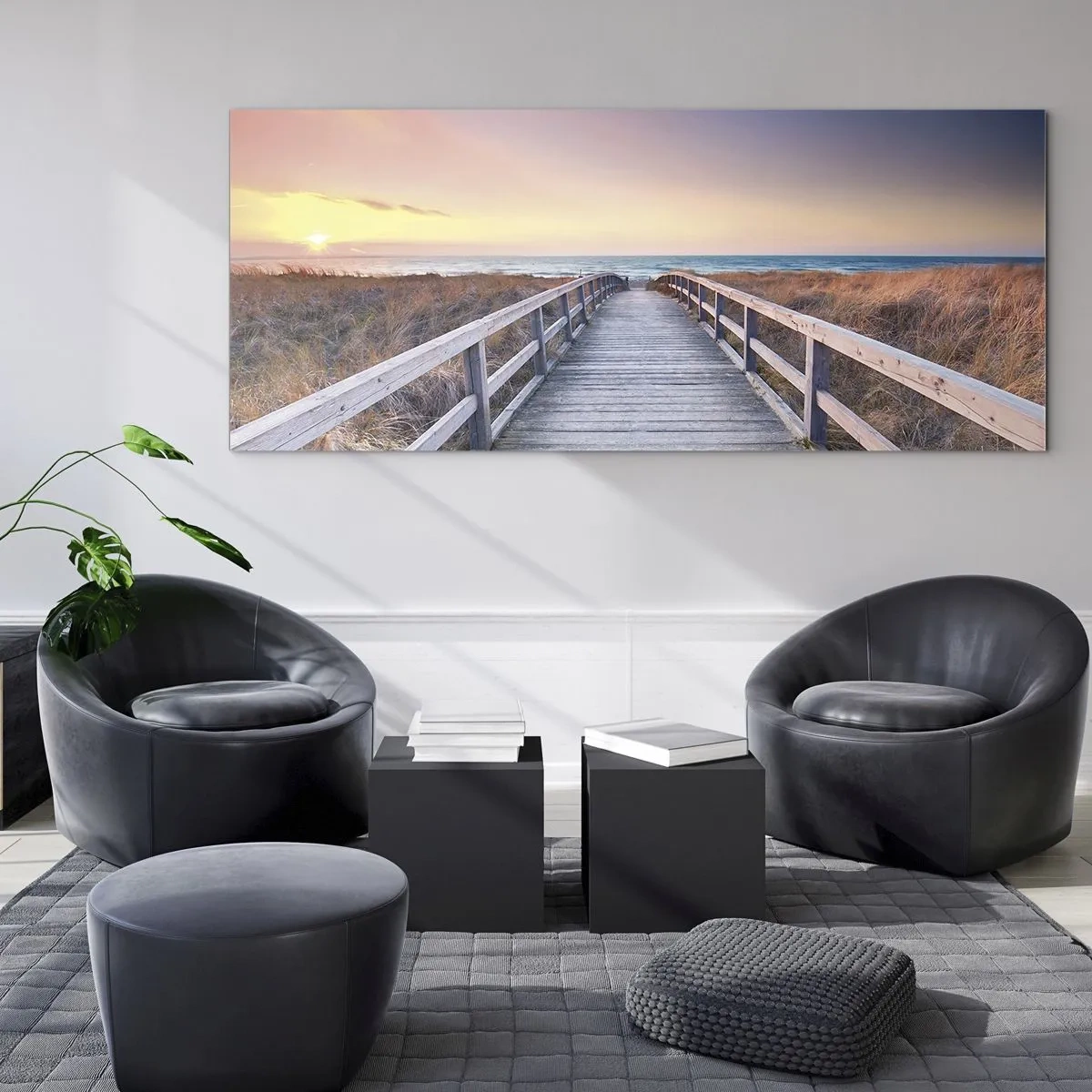 Glastavla - Bild på glas - Kvällssken i Östersjön - 120x50 cm