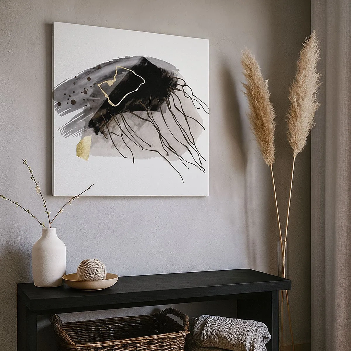 Canvastavla - Bild på duk - I svart och guld - 30x30 cm