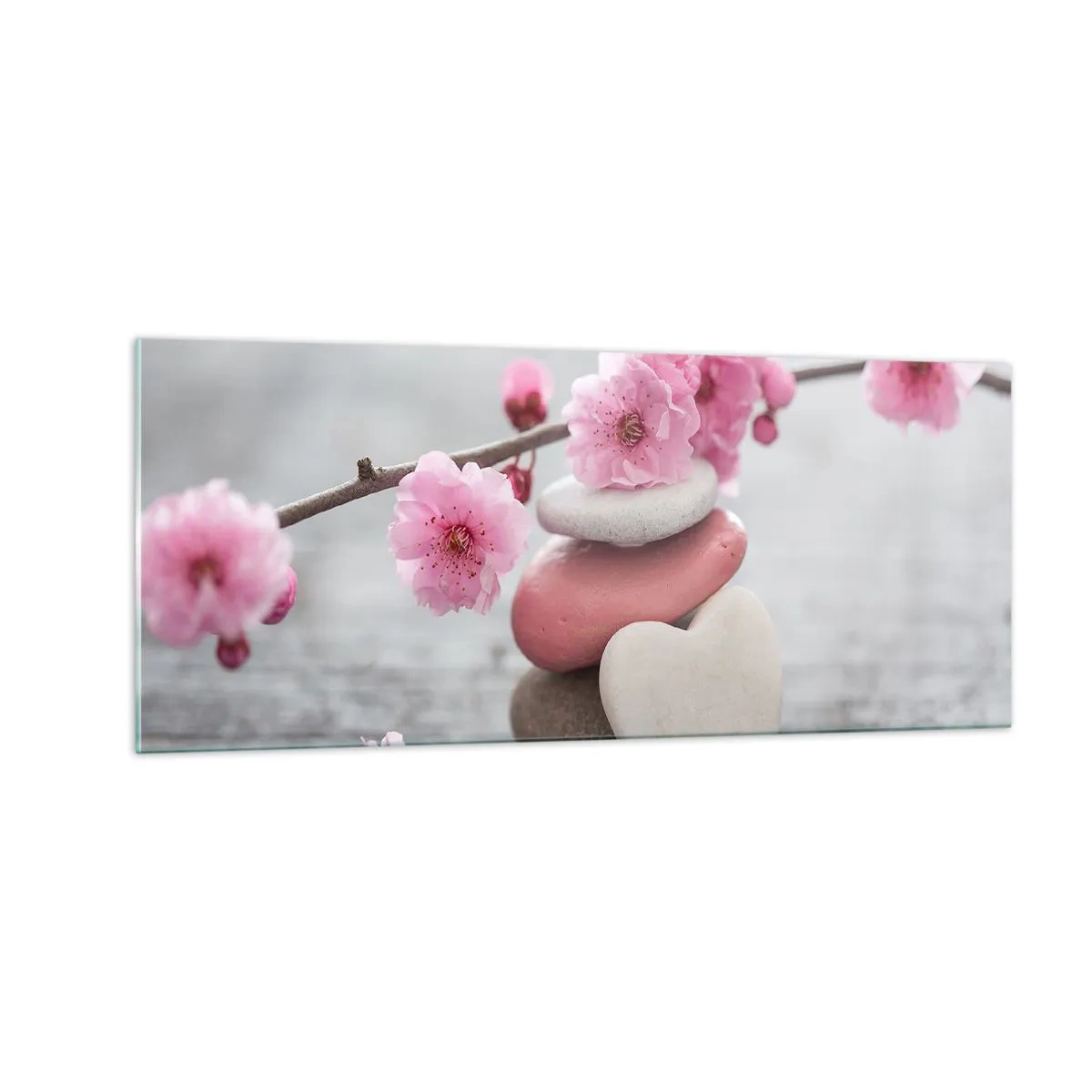 Glastavla - Bild på glas - Salighet med körsbärsblomma - 100x40 cm