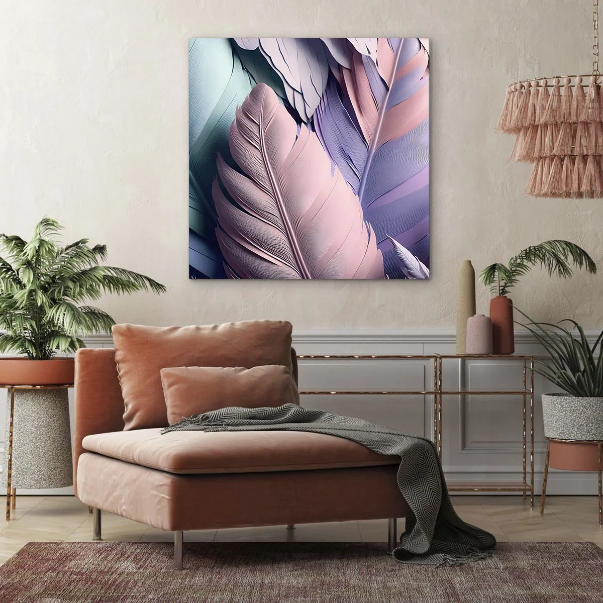 Canvastavla - Bild på duk - Fågelstil - 60x60 cm