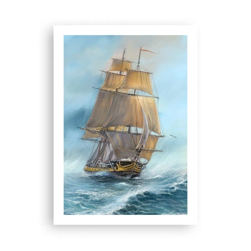 Affisch - Vinkande genom vågorna - 50x70 cm