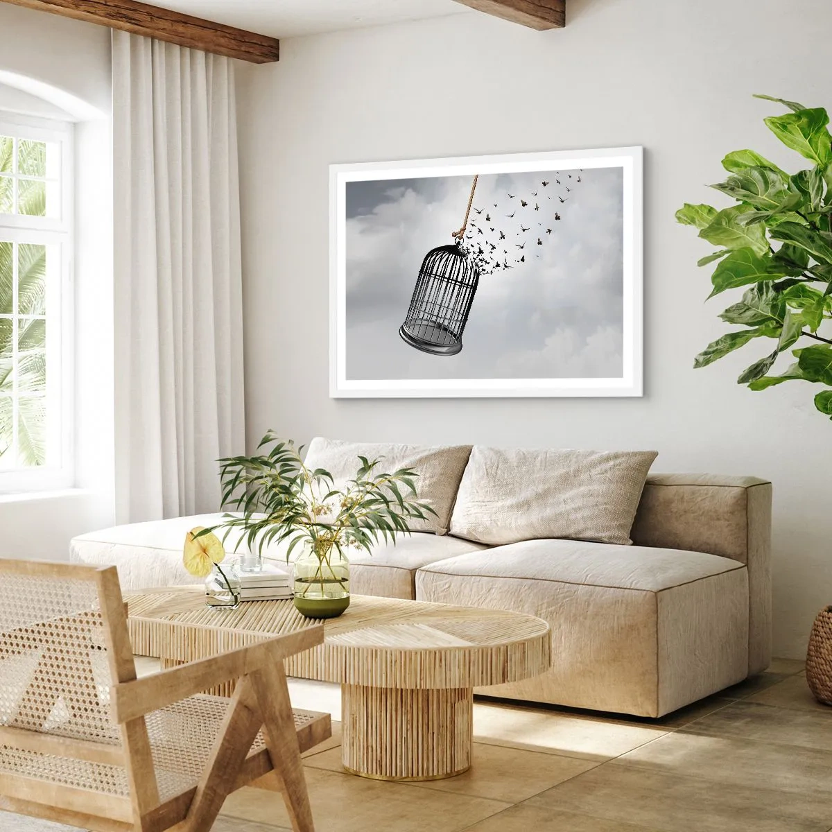 Affisch i vit ram - Tro...Hopp...Frihet! - 50x40 cm