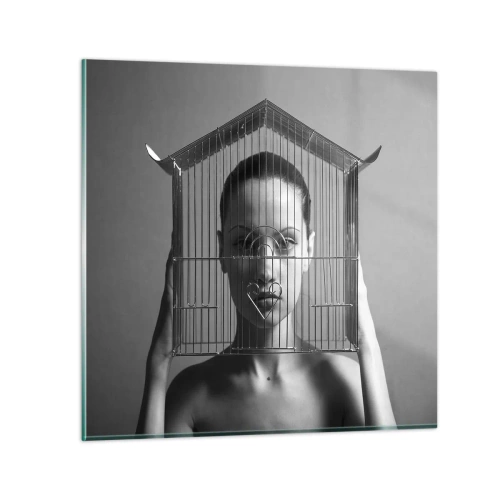 Glastavla - Bild på glas - Något surrealistisk porträtt - 30x30 cm