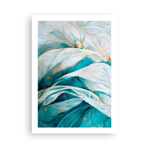 Affisch - Blå abstraktion med guldmotiv - 50x70 cm