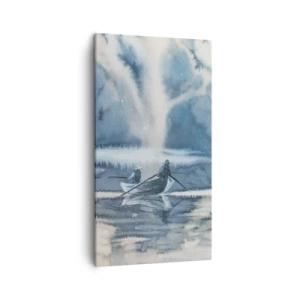 Canvastavla - Bild på duk - Sportfiskare i sitt paradis - 45x80 cm