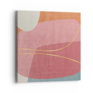 Canvastavla - Bild på duk - Pastellkomposition med guldtråd - 40x40 cm