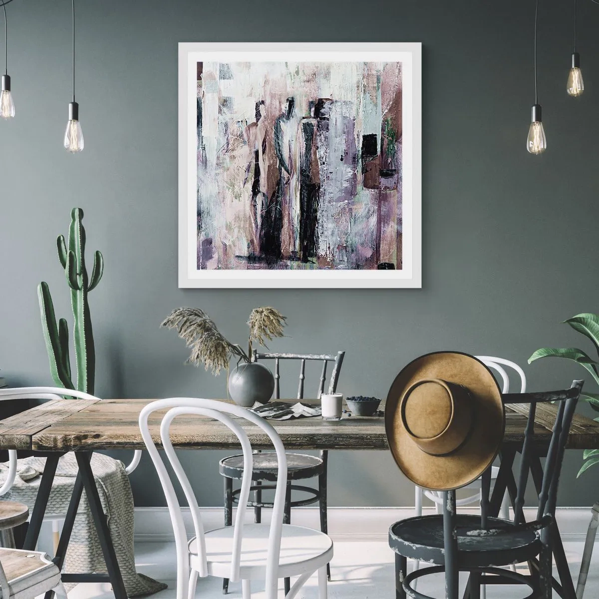 Affisch i vit ram - De mystiska tre - 60x60 cm