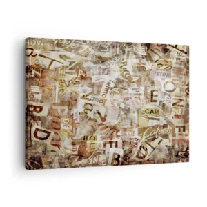 Canvastavla - Bild på duk - Abstrakt komposition med bokstäver och textfragment - 70x50cm - Snacket reduceras till enstaka bokstäver - Modern väggdekoration för vardagsrum och sovrum ARTTOR