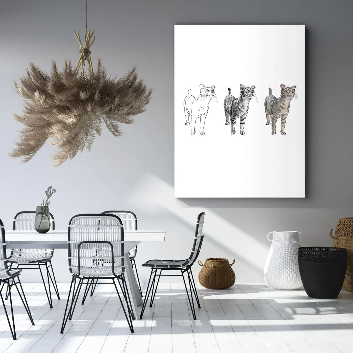 Canvastavla - Bild på duk - Teckningslektion - 65x120 cm