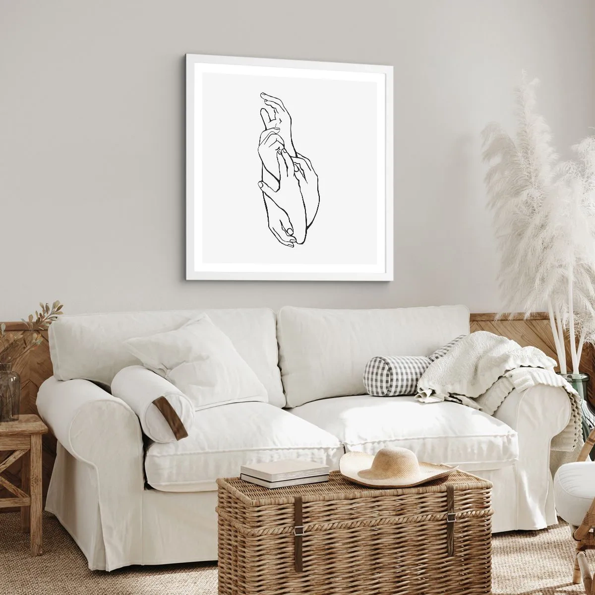 Affisch i vit ram - Hand i hand - 30x30 cm