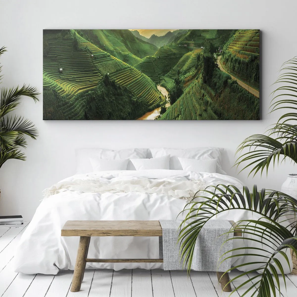 Canvastavla - Bild på duk - Vietnamesisk dal - 90x30 cm
