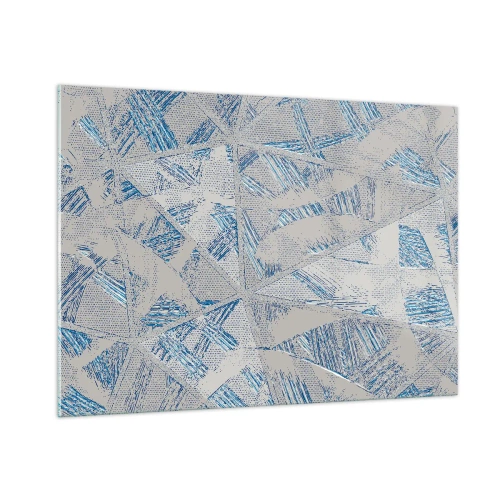 Glastavla - Bild på glas - I en gråblå labyrint - 100x70 cm