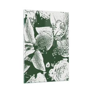 Glastavla - Bild på glas - Bukett - en värld av grönska - 80x120 cm