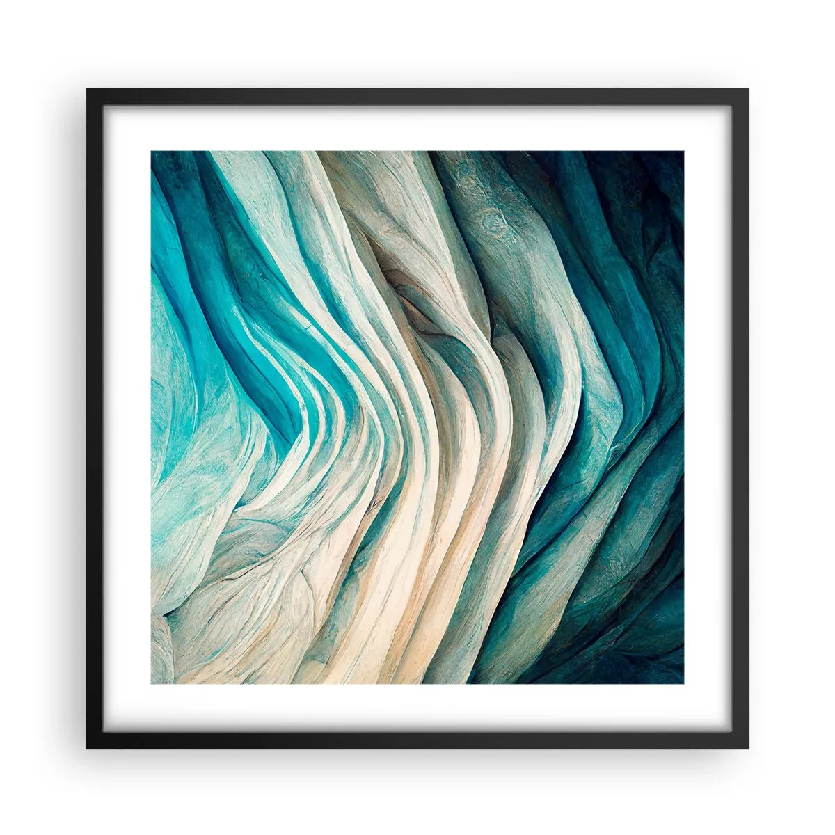 Affisch i svart ram - Blå omättlighet - 50x50 cm