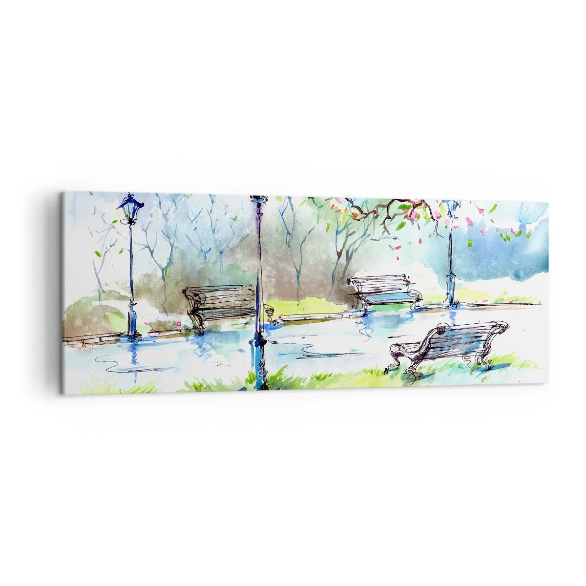 Canvastavla - Bild på duk - Parktystnadens charm - 140x50 cm