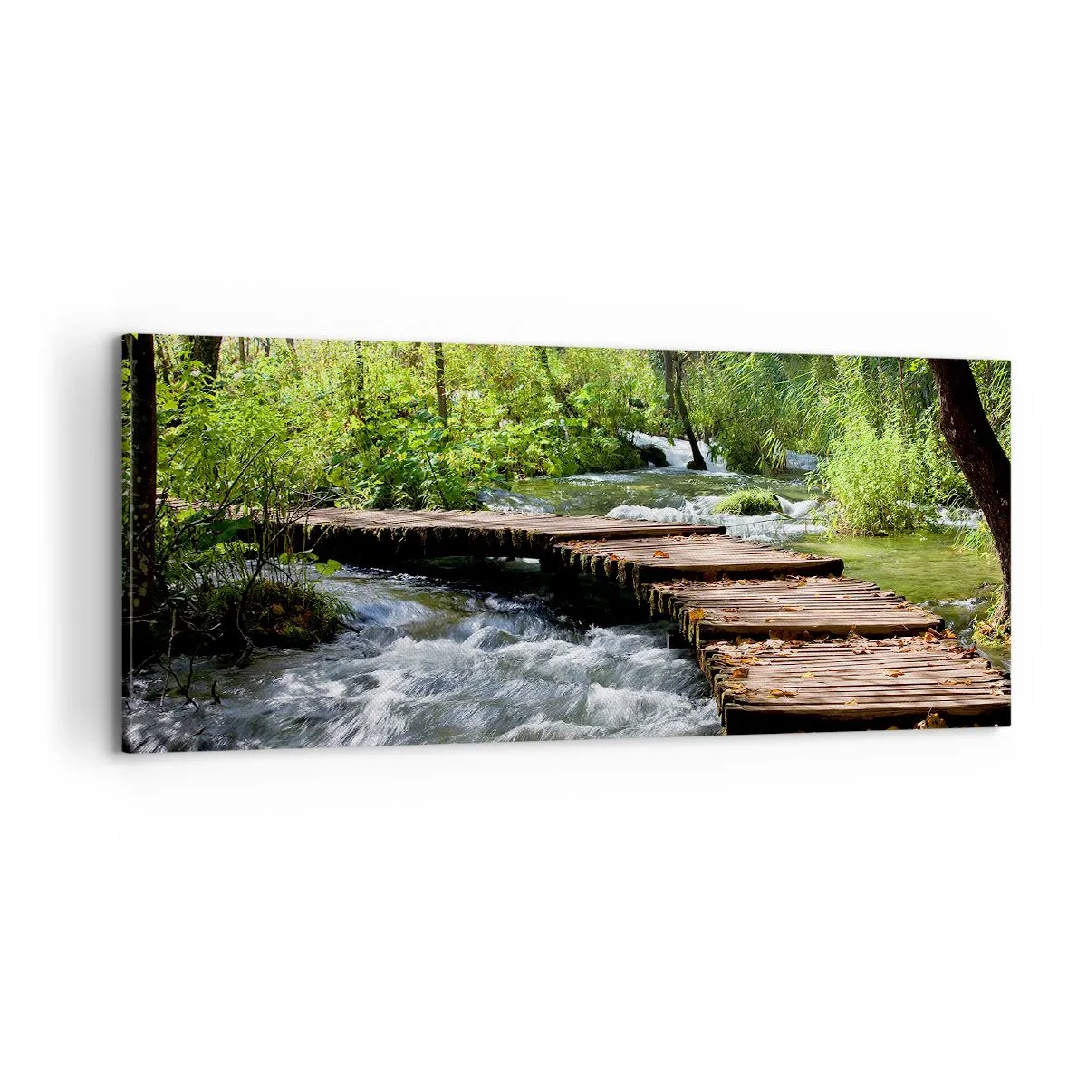 Canvastavla - Bild på duk - Över skummande kaskad - 100x40 cm