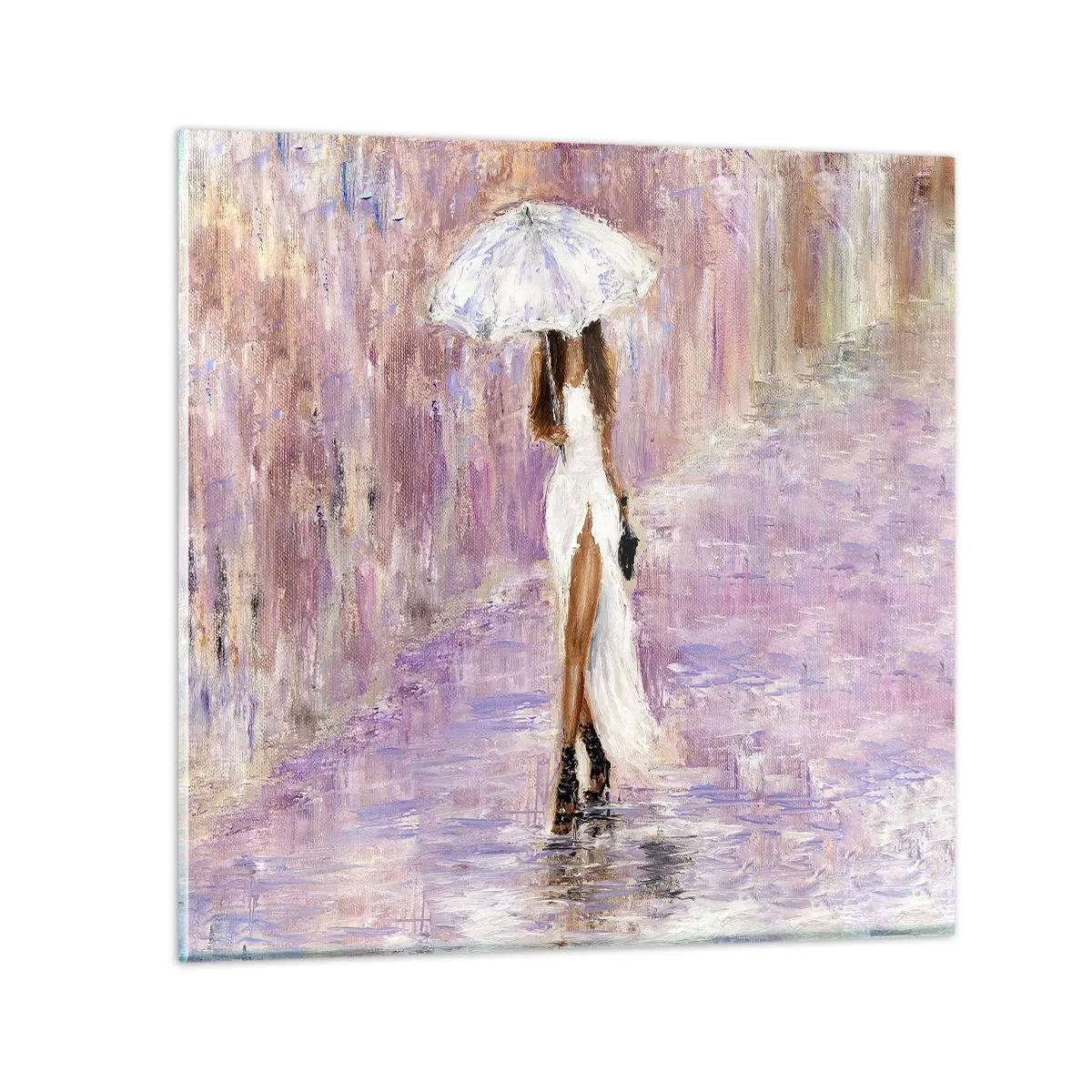 Glastavla - Bild på glas - Under lila regn - 30x30 cm