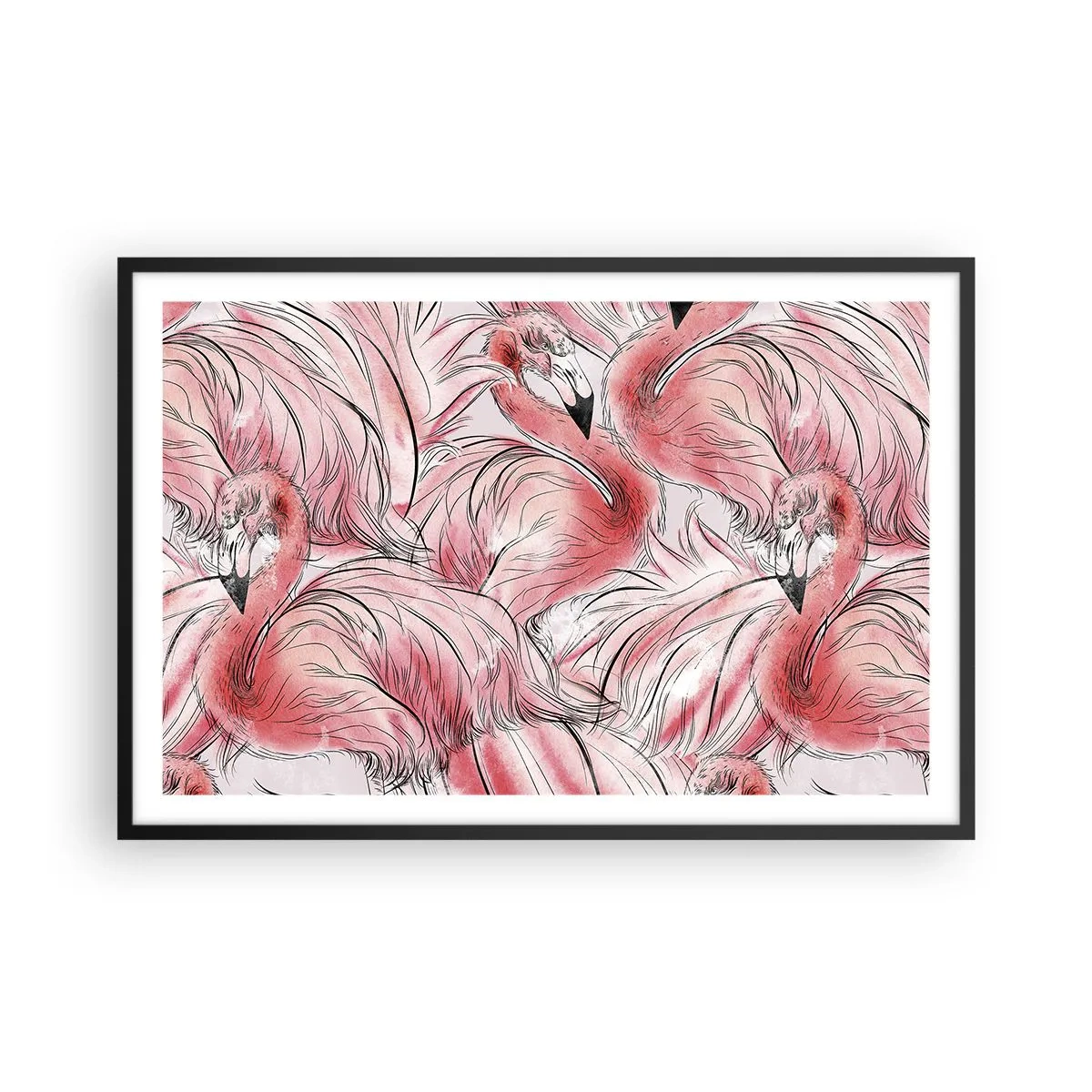 Affisch i svart ram - Fåglarnas corps de ballet - 91x61 cm