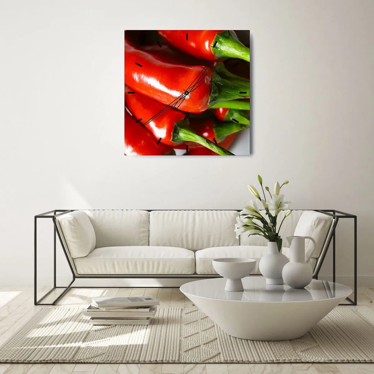 Väggklocka - Klocka på glas - Saftiga, glänsande, släta - 40x40 cm