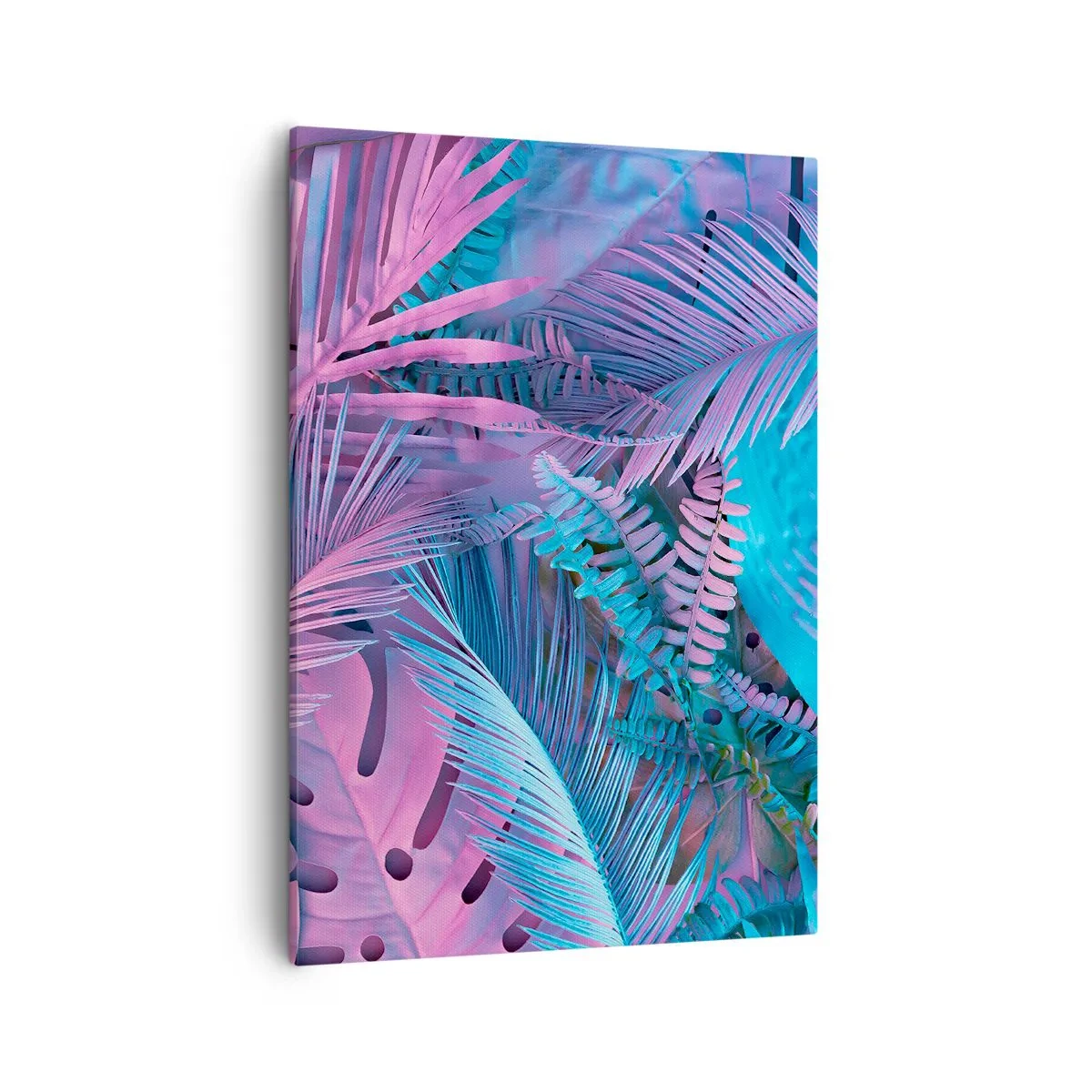 Canvastavla - Bild på duk - Tropiken i rosa och blått - 50x70 cm