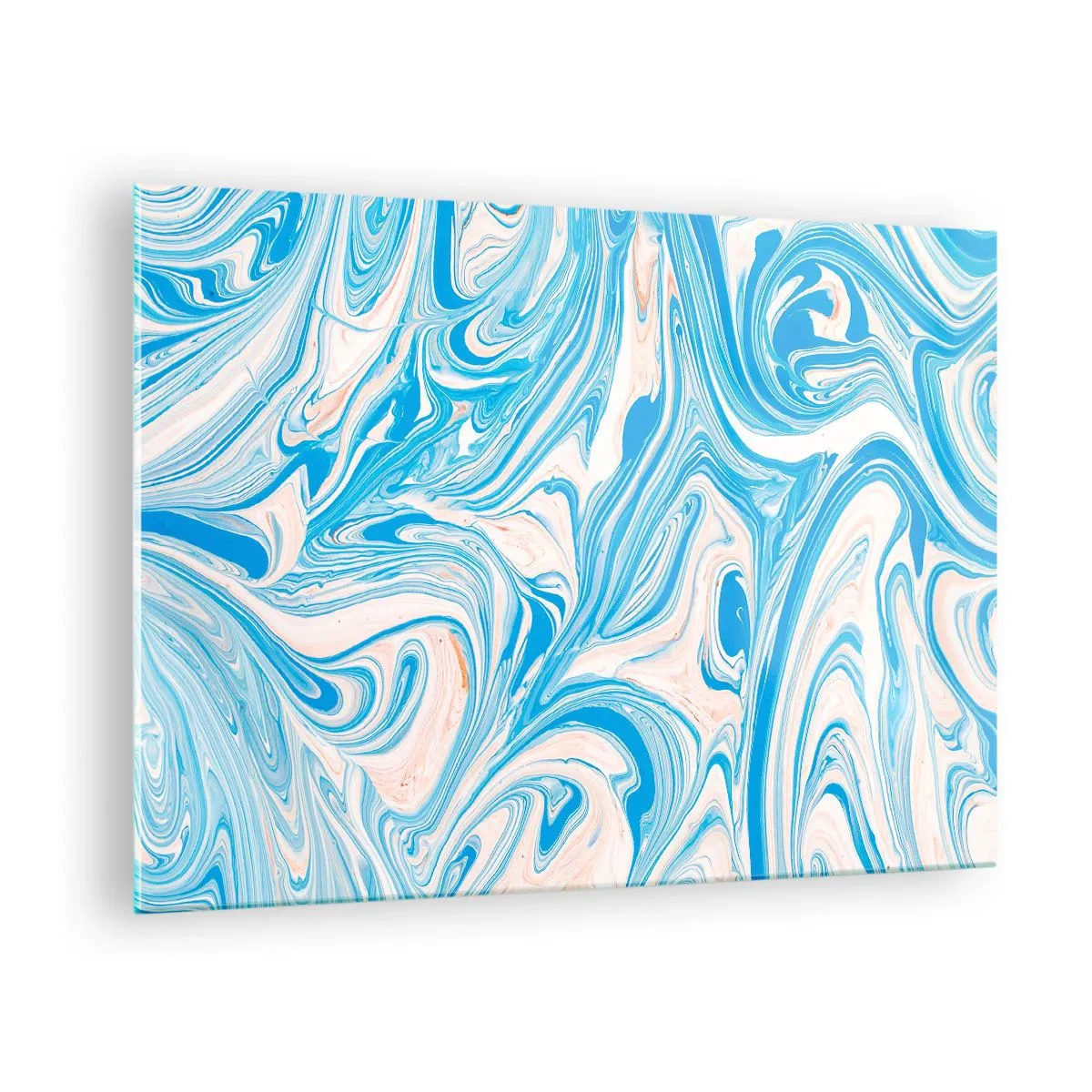Glastavla - Bild på glas - Abstrakt mönster i turkosa och beige nyanser - 70x50cm - Utspilld turkos - Modern väggdekoration för vardagsrum och sovrum ARTTOR
