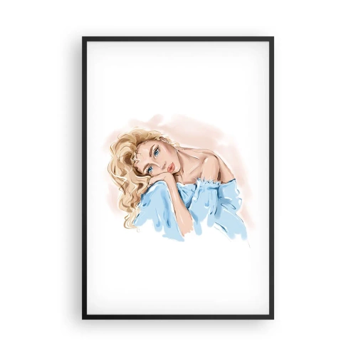 Affisch i svart ram - Drömmande i blått - 61x91 cm