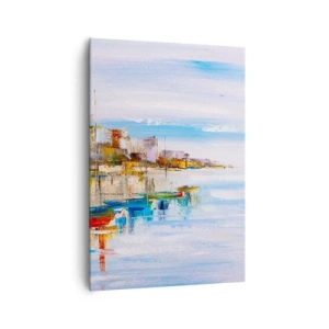 Canvastavla - Bild på duk - Flerfärgad urban hamn - 70x100 cm
